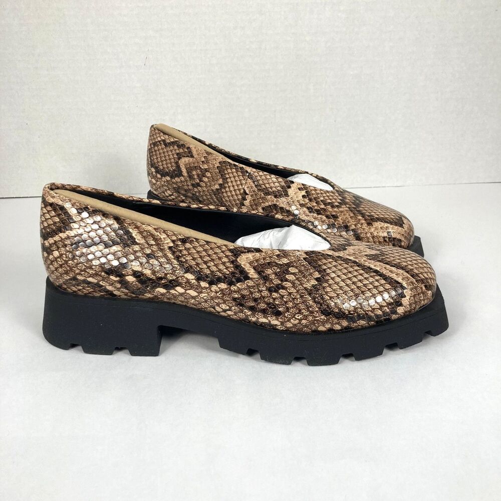 New Katy Perry THE DAARLING SLIP ON TRUE TAUPE MULTI Snake Skin Flats Womens 5.5